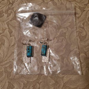 Jay King Campitos turquoise and silver drop earrings, new